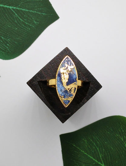 Jasper and Lapis Crackle Ring