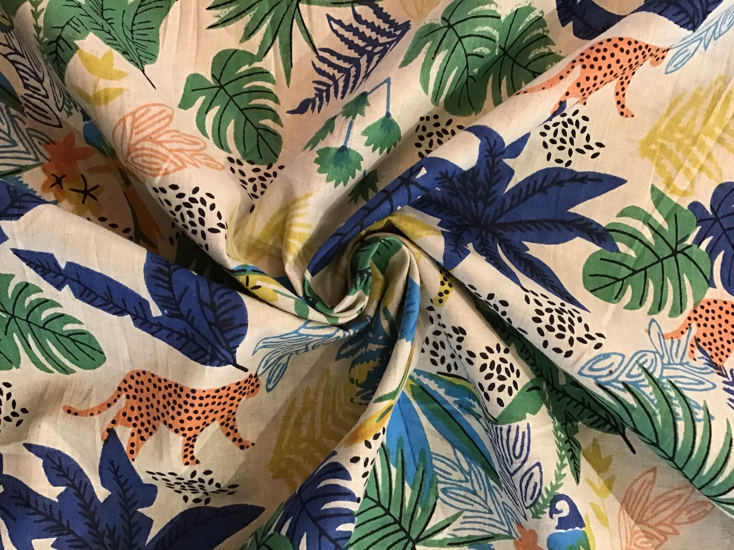 Cool Jungle Screen Printed Fabric 100% Cotton