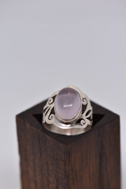 Rose Quartz Silver Ring - Violet Elizabeth