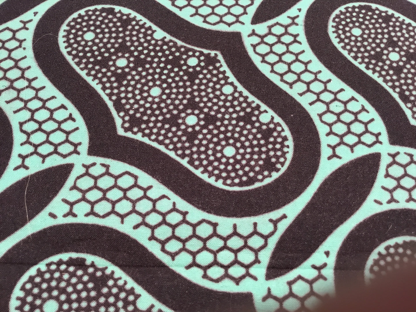 Black & green amoeba Wax print fabric