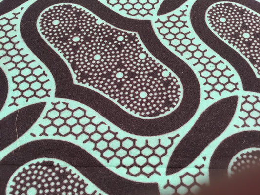 Black & green amoeba Wax print fabric