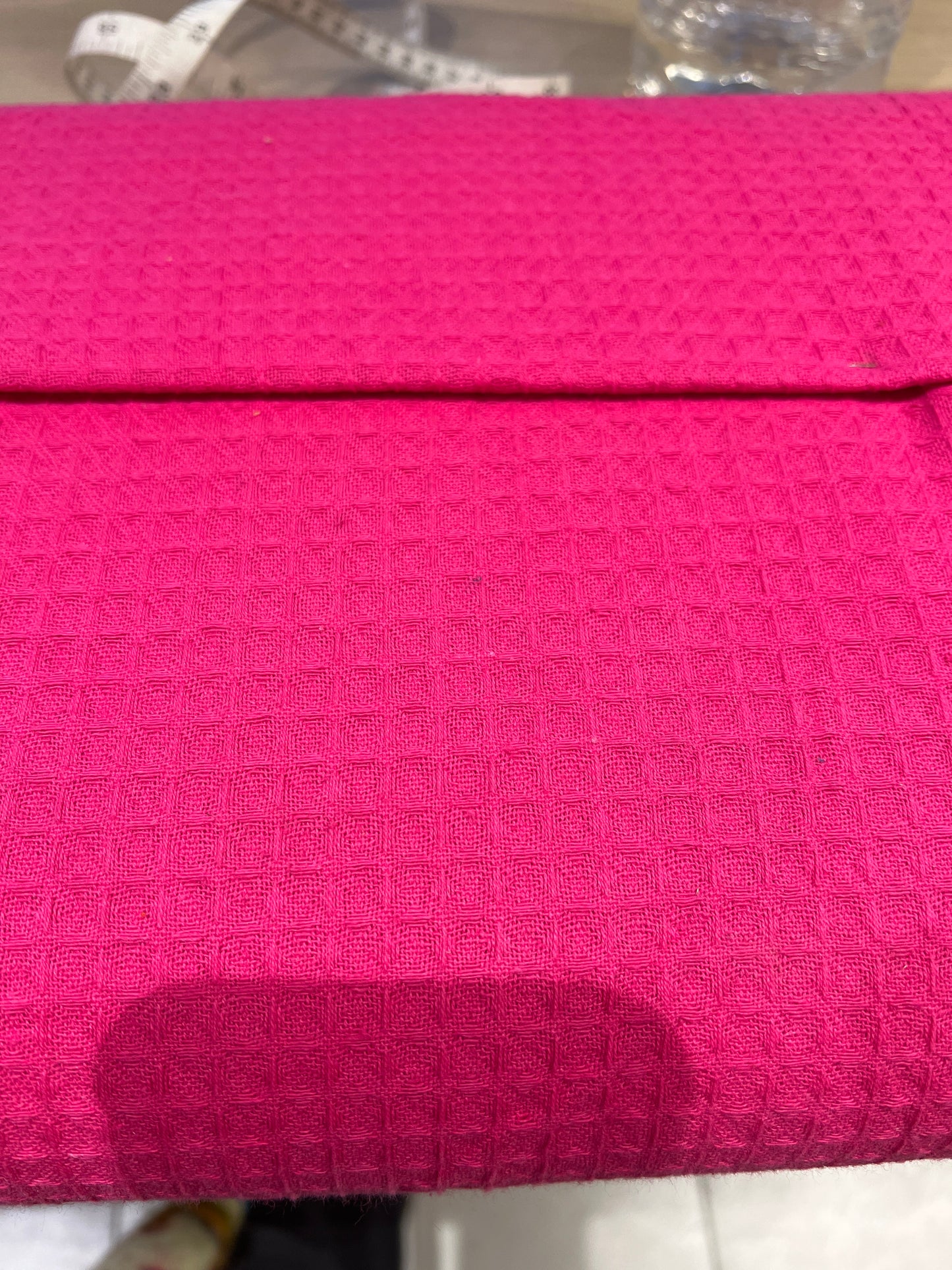 Hot Pink Waffle hand dyed Fabric 100% Cotton