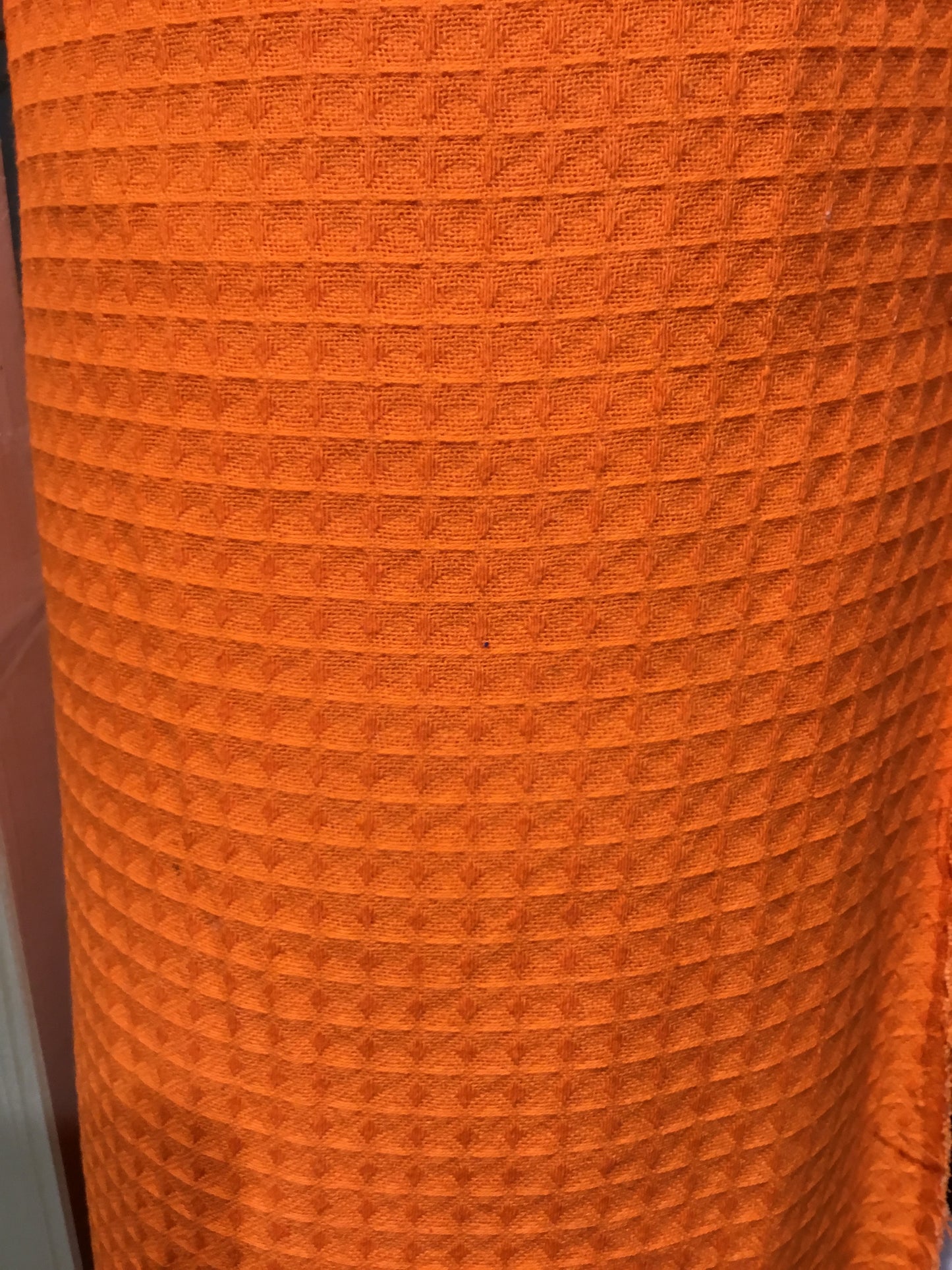 Orange Waffle hand dyed Fabric 100% Cotton