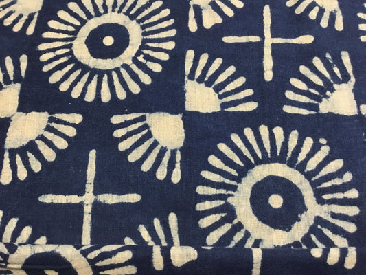 Circle and cross Batik Hand Printed Pure Cotton Fabric