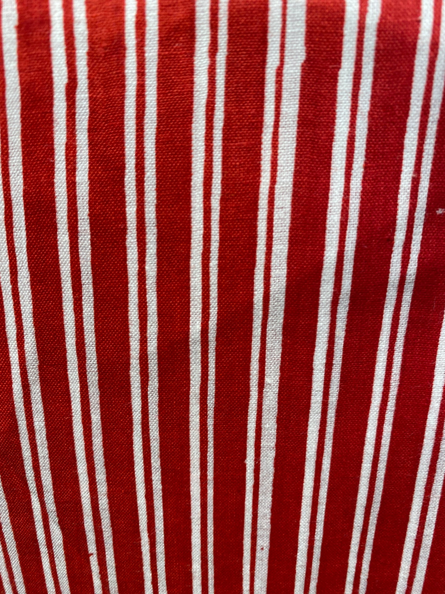 Red and white stripe Screen Printed Fabric 100% Cotton