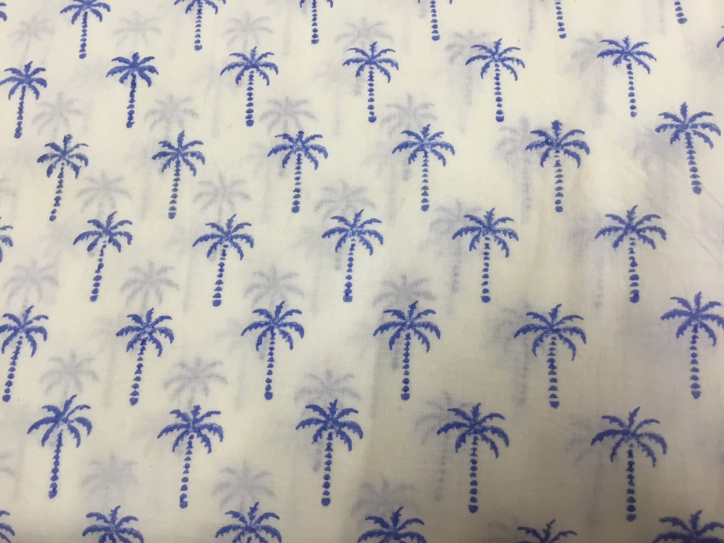 Blue palm tree  Block Printed Fabric