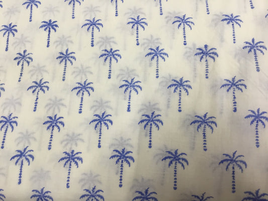 Blue palm tree  Block Printed Fabric