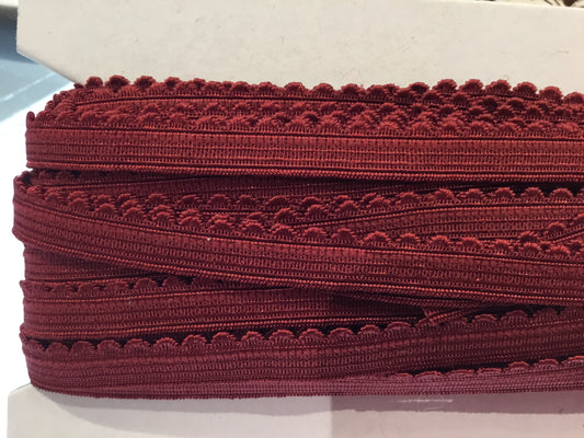 Elastic maroon for knickers 10mm scalloped edge