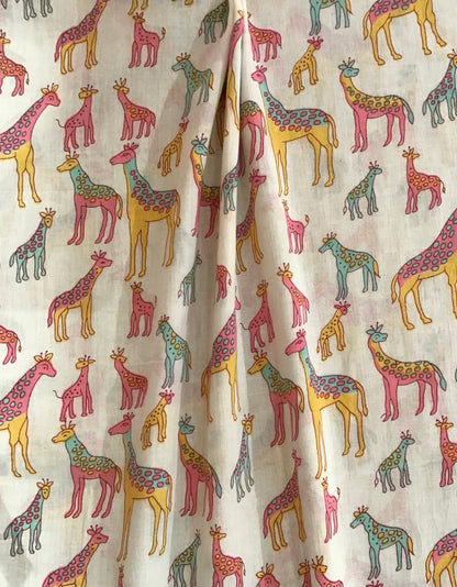 Candy giraffes Screen Printed Fabric 100% Cotton