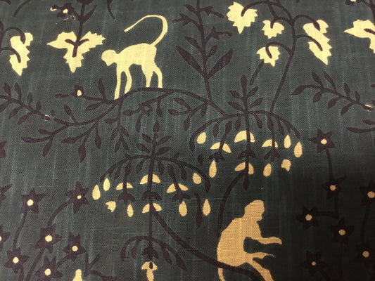 Jungle monkey Screen Printed Fabric 100% Cotton