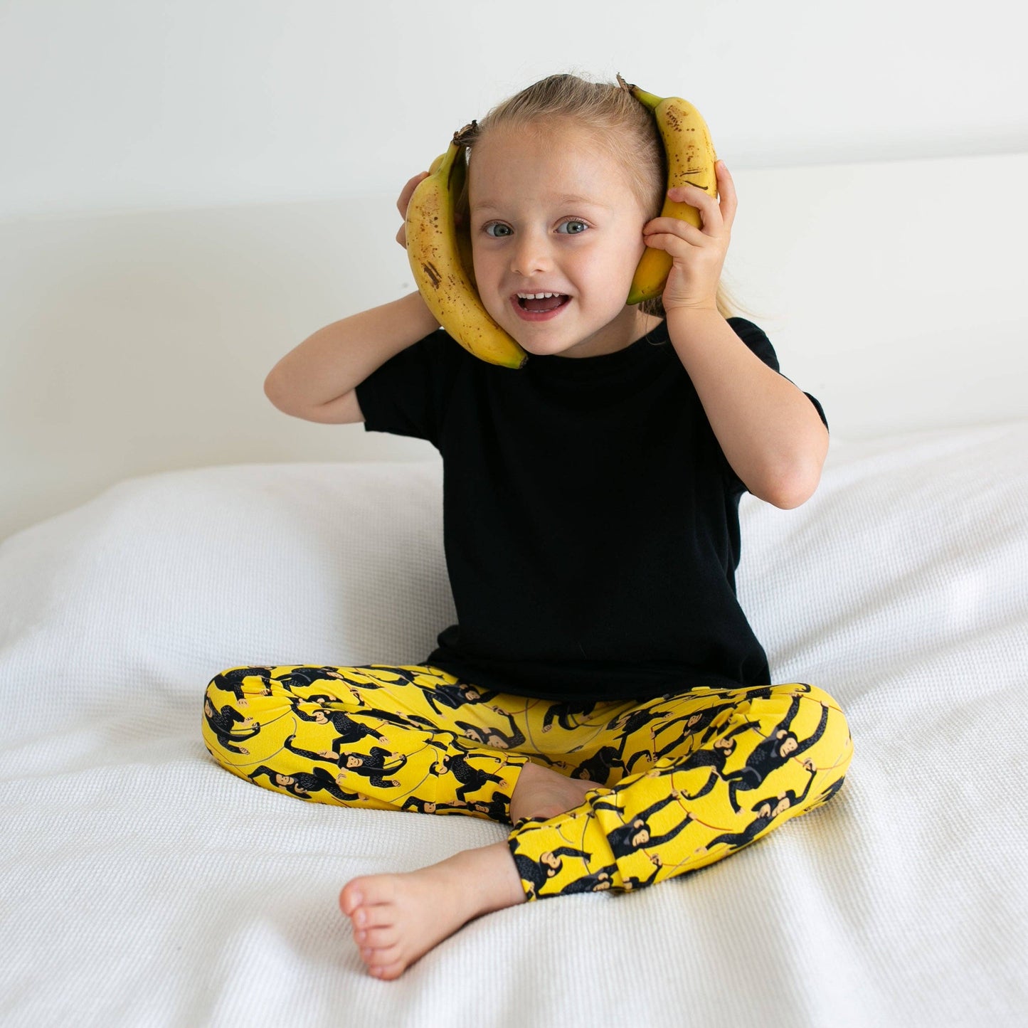 Yellow Chimp print Leggings: 2-3 Y