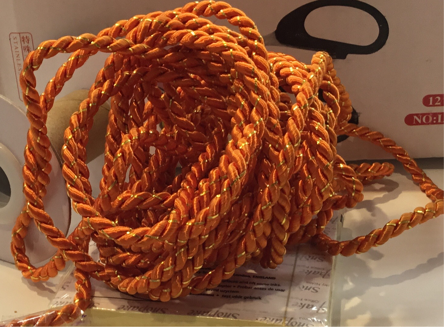 4mm cord orange & gold