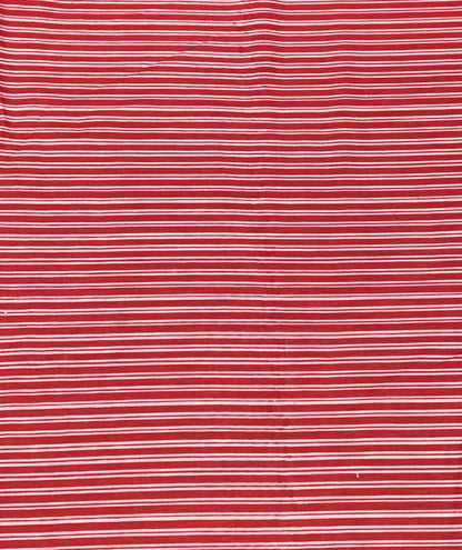 Red and white stripe Screen Printed Fabric 100% Cotton