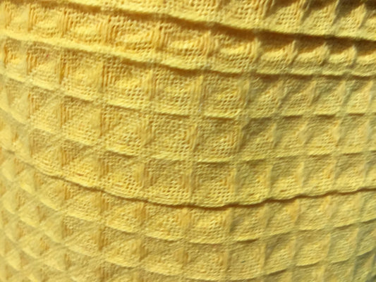 Yellow Waffle hand dyed Fabric 100% Cotton