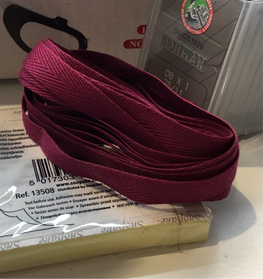 Cerise 10mm tape herringbone