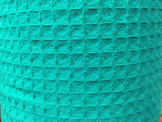 Green Waffle hand dyed Fabric 100% Cotton