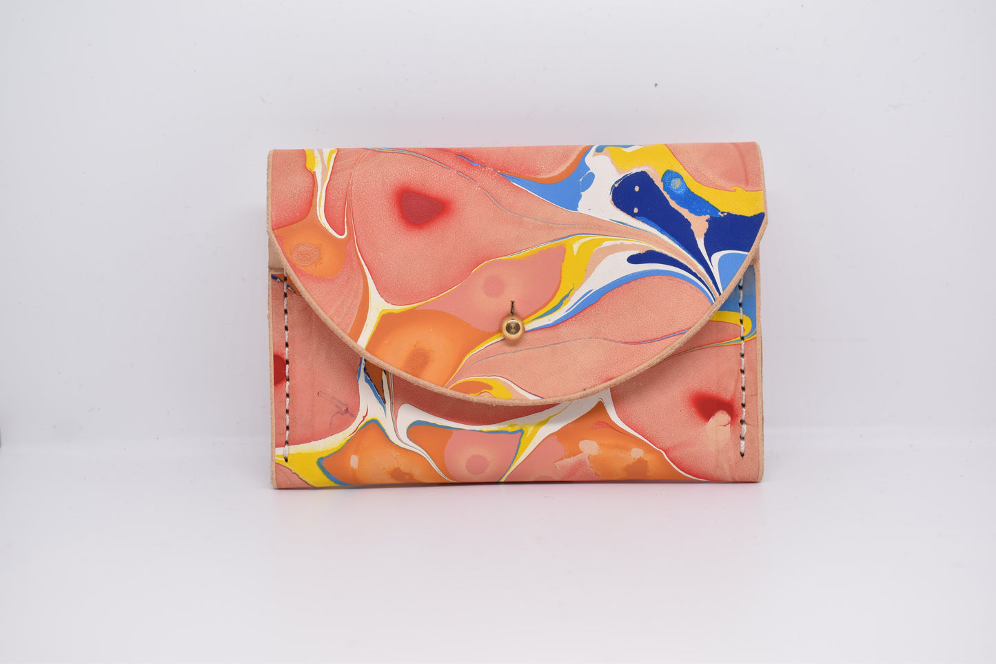 Handmade Leather Card Purse - Marbled - Violet Elizabeth