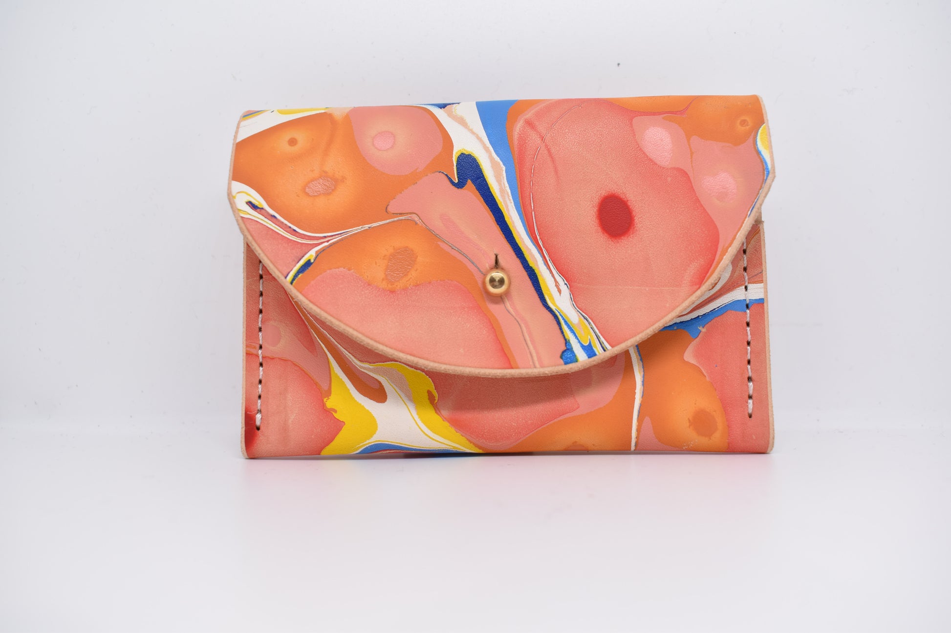 Handmade Leather Card Purse - Marbled - Violet Elizabeth