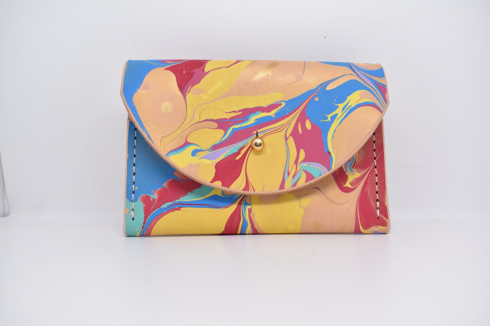 Handmade Leather Card Purse - Marbled - Violet Elizabeth