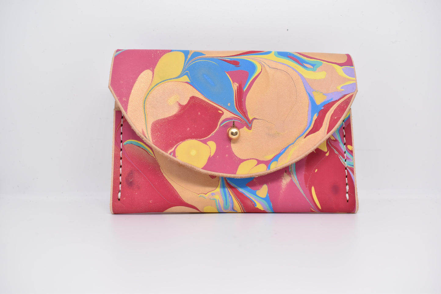 Handmade Leather Card Purse - Marbled - Violet Elizabeth