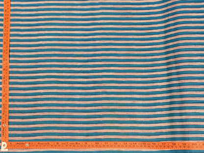 (Copy) Red, blue and white stripe Screen Printed Fabric 100% Cotton