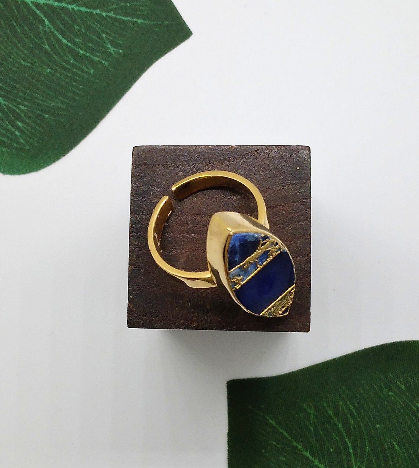 Jasper and Lapis Crackle Ring