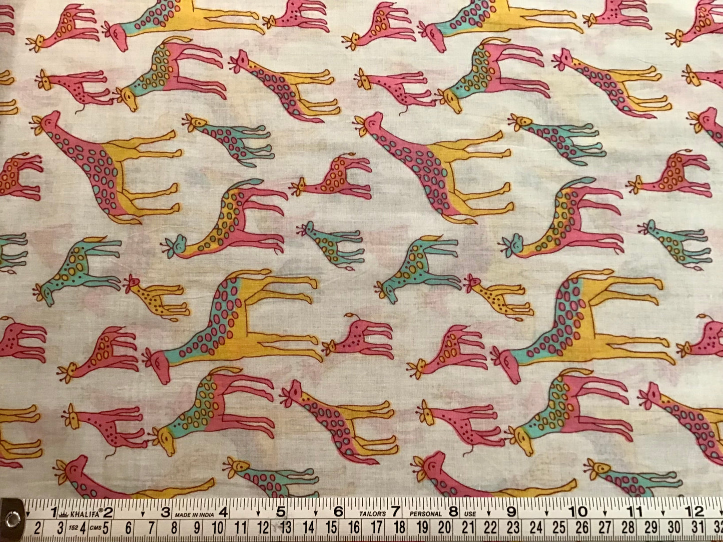 Candy giraffes Screen Printed Fabric 100% Cotton