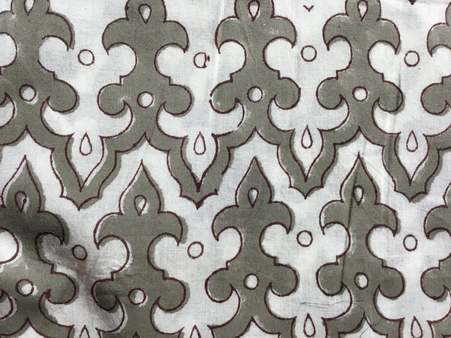 Crenelation grey print Block Printed Fabric