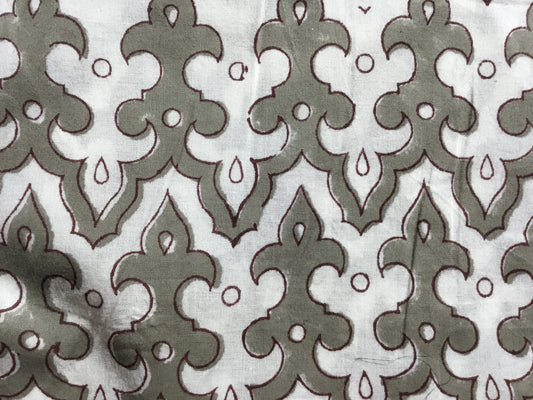 Crenelation grey print Block Printed Fabric