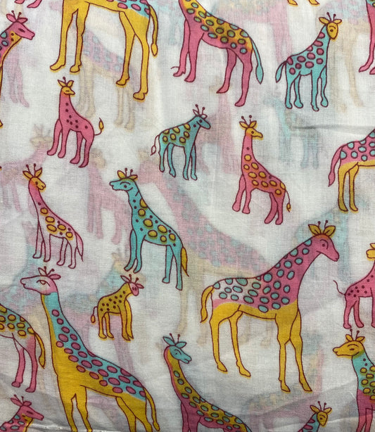 Candy giraffes Screen Printed Fabric 100% Cotton