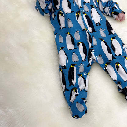 Blue Penguin cotton sleepsuit: 0-3 M