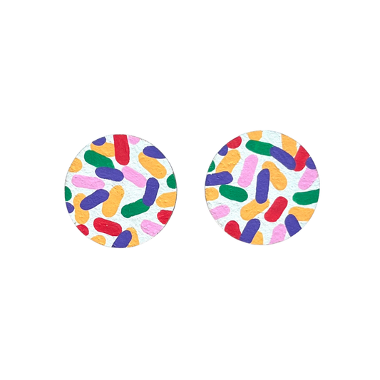 Large confetti circle studs hand painted planet friendly