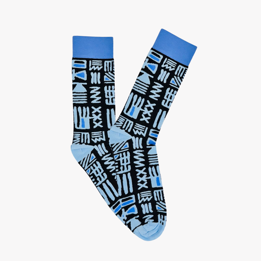 Tribal Blue Socks: M