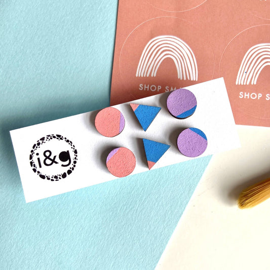 The brights - mini hand painted wooden earrings