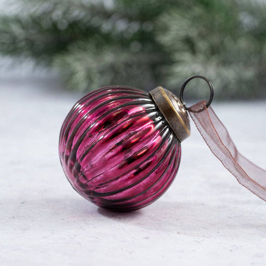 2" Mulberry Ribbed Glass Ball - Violet Elizabeth