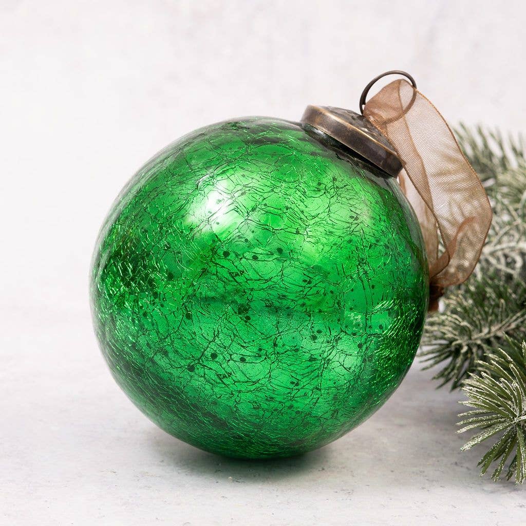 4" Extra Large Emerald Crackle Ball - Violet Elizabeth