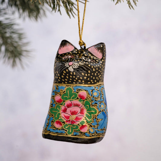 Spigelia Paper Mache 3D Hanging Cat - Violet Elizabeth