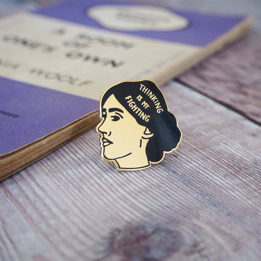 Virginia Woolf - Book Lover Gold Enamel Pin Badge - Violet Elizabeth